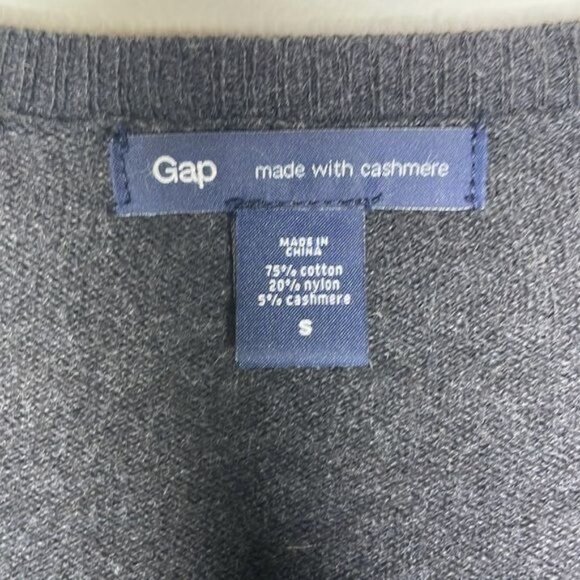 Gap Size S Charcoal Gray Cashmere Blend Embellished Rhinestone Brooch Cardigan - Picture 5 of 10